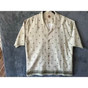 Pusser's West Indies neutral palm trees silk cotton button down mens XL vacation